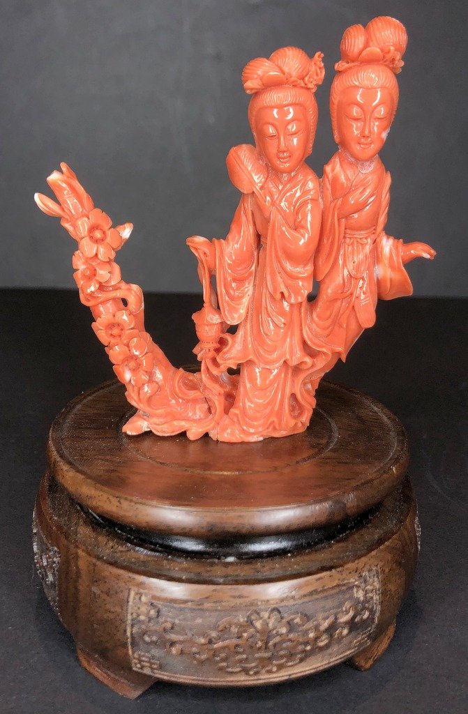 Coral group, two Chinese figures,c.1920 (1 of 5)