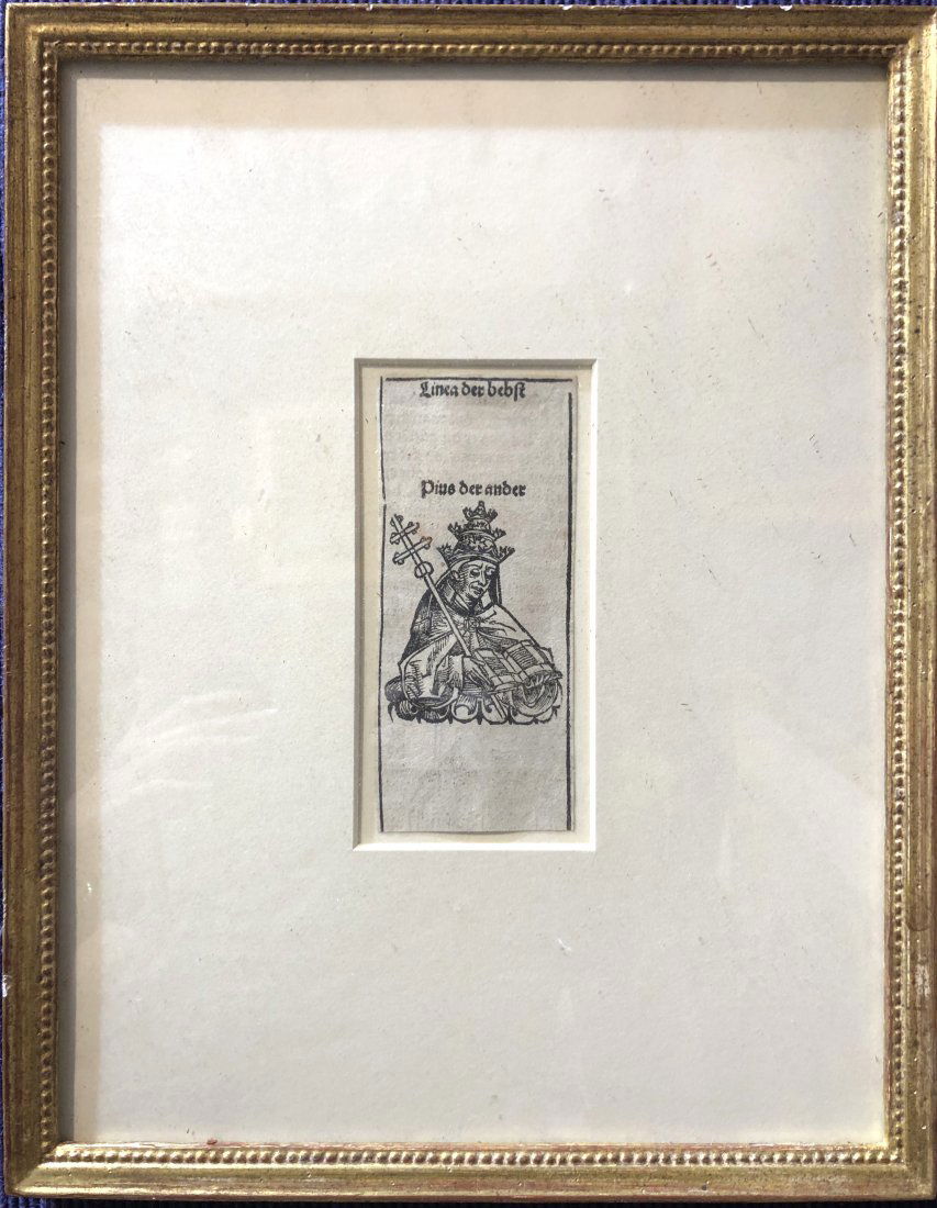 Early print,Pope Pius II,14th to 15th century,from book (1 of 4)