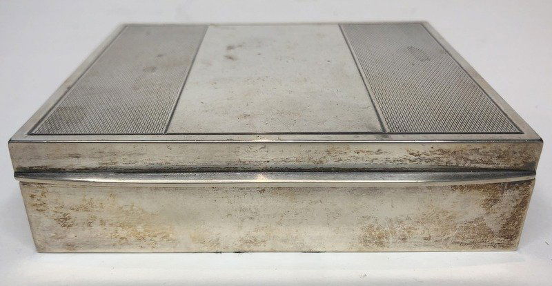 Art Deco sterling box, wood lined: Art Deco sterling box, wood lined Dimensions: 4.75"L x 4"W x 1.25"H