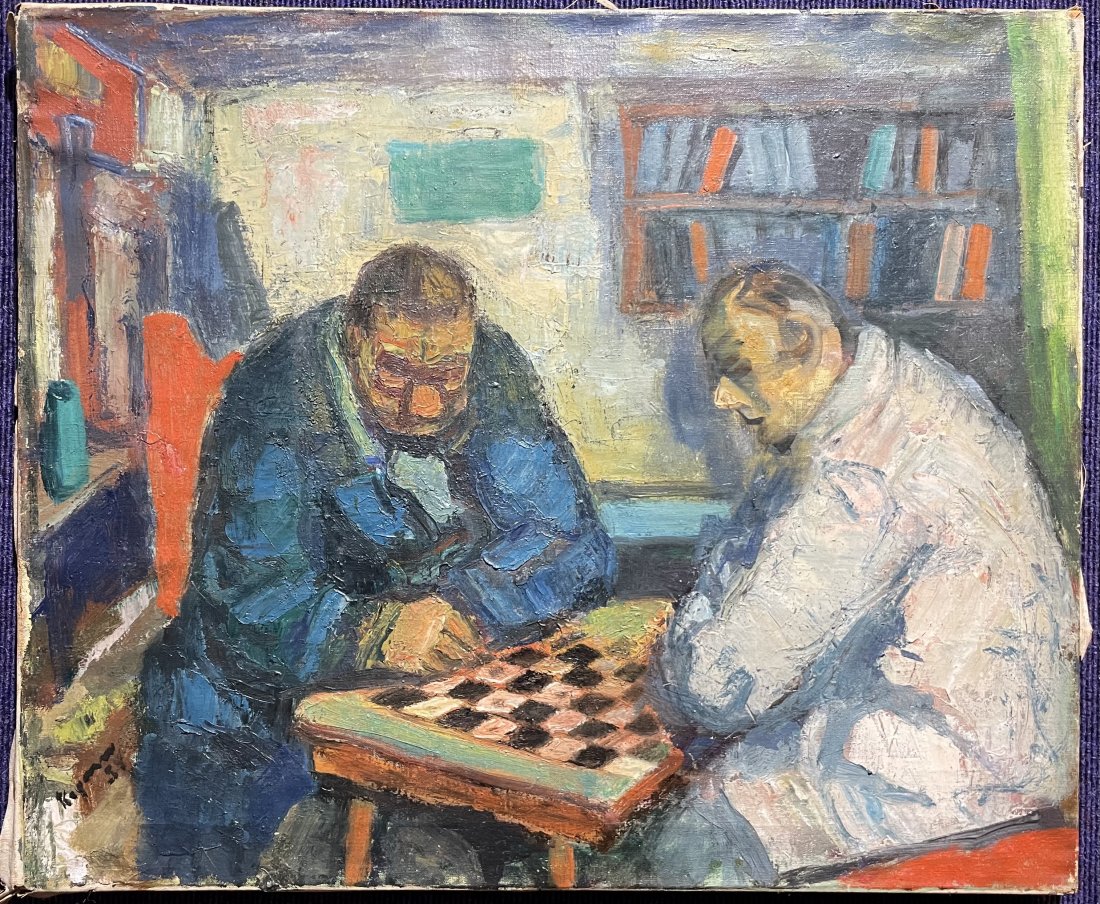Painting by Benjamin Kopman, Checker Players, d1954 (1 of 5)