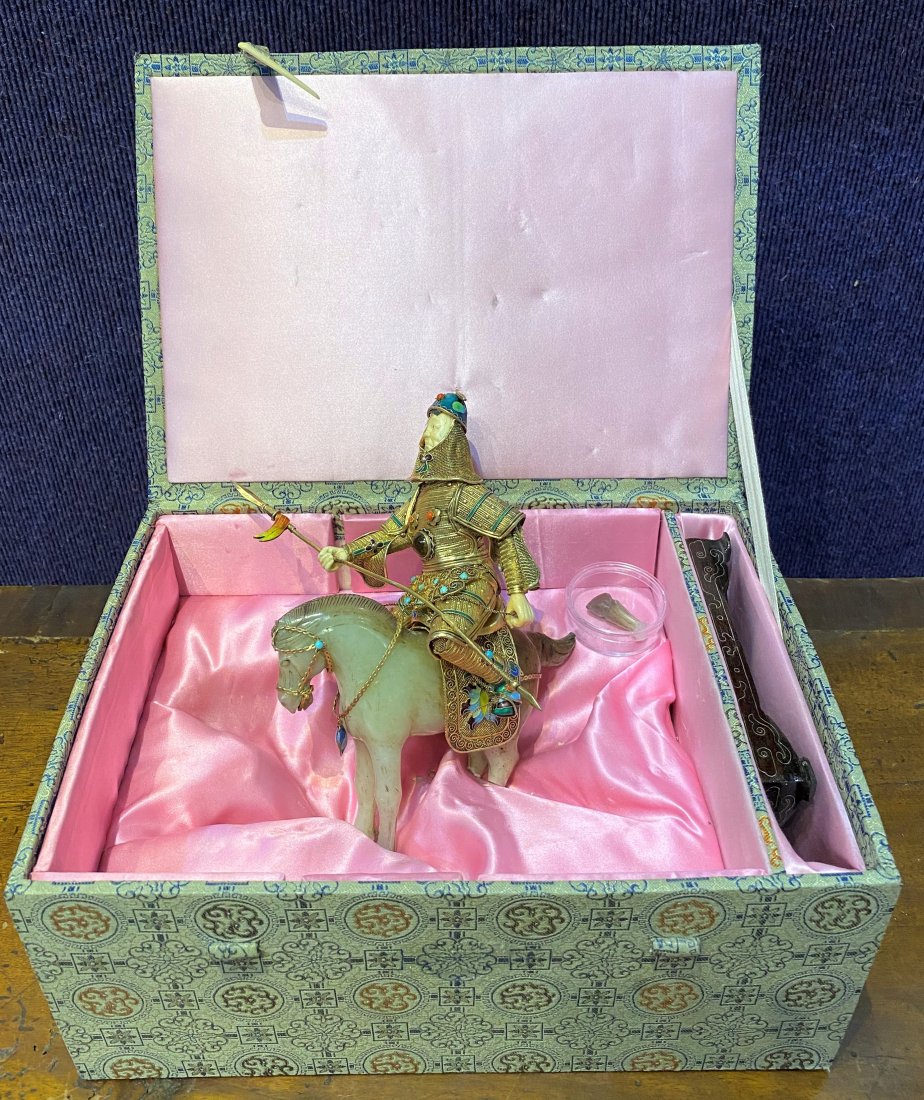 Chinese warrior on stone horse, damaged: Chinese warrior on stone horse, damaged 7.5"H x 5.5"L x 3.5"W