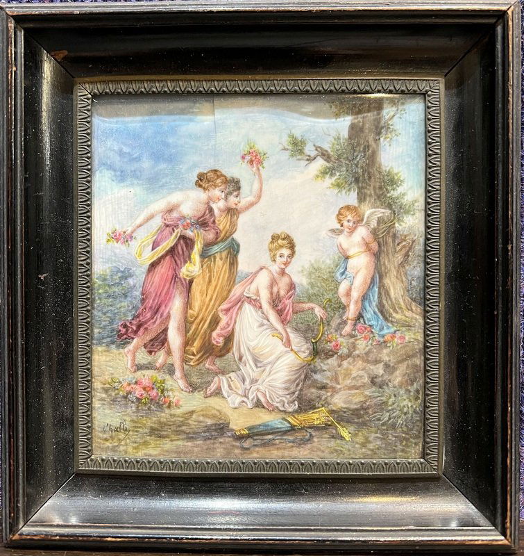 Miniature painting, signed Chally (1 of 7)