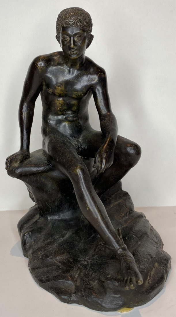 Hermes bronze after Lysippos, c1900, 8 inches high: Hermes bronze after Lysippos, c.1900 8 inches high Grand Tour piece, from the late 19th century Seated Hermes (Source: Wiki) The bronze Seated Hermes, found at the Villa of the Papyri in Herculaneum i