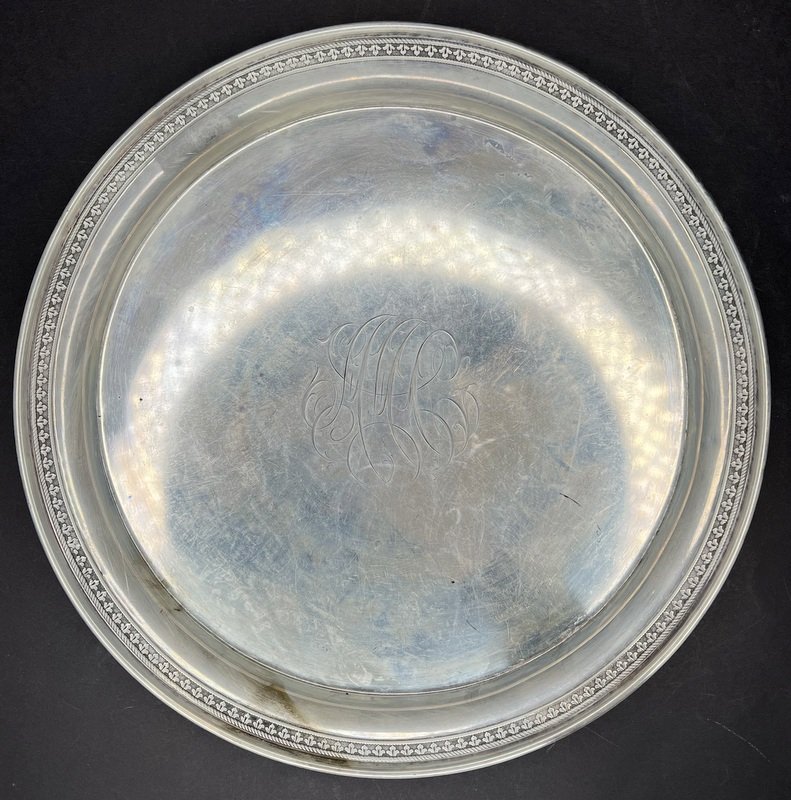 Sterling silver monogrammed tray, 12.62 ozt (1 of 5)