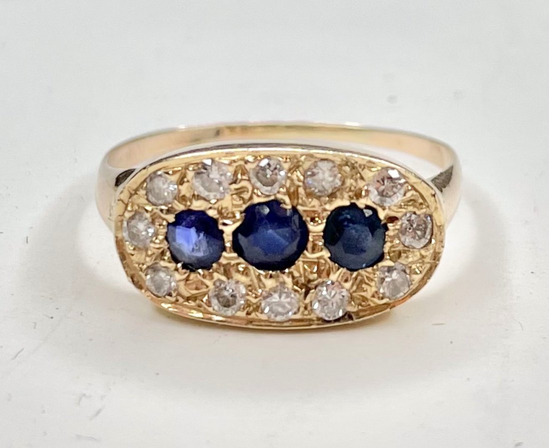 14k tiny diamond sapphire ring, 1.45 dwts (1 of 5)