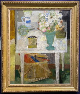 Painting by Guy Bardone, Nature morte, dated 1927: Painting by Guy Bardone, Titled: Nature morte a la Table Blanche, dated 1927. Frame: 40 1/2" x 48" Painting: 31 1/4" x 38 3/4" Guy Bardone (From Wolfsgallery.com)Guy Bardone was born in 1927 in Saint-