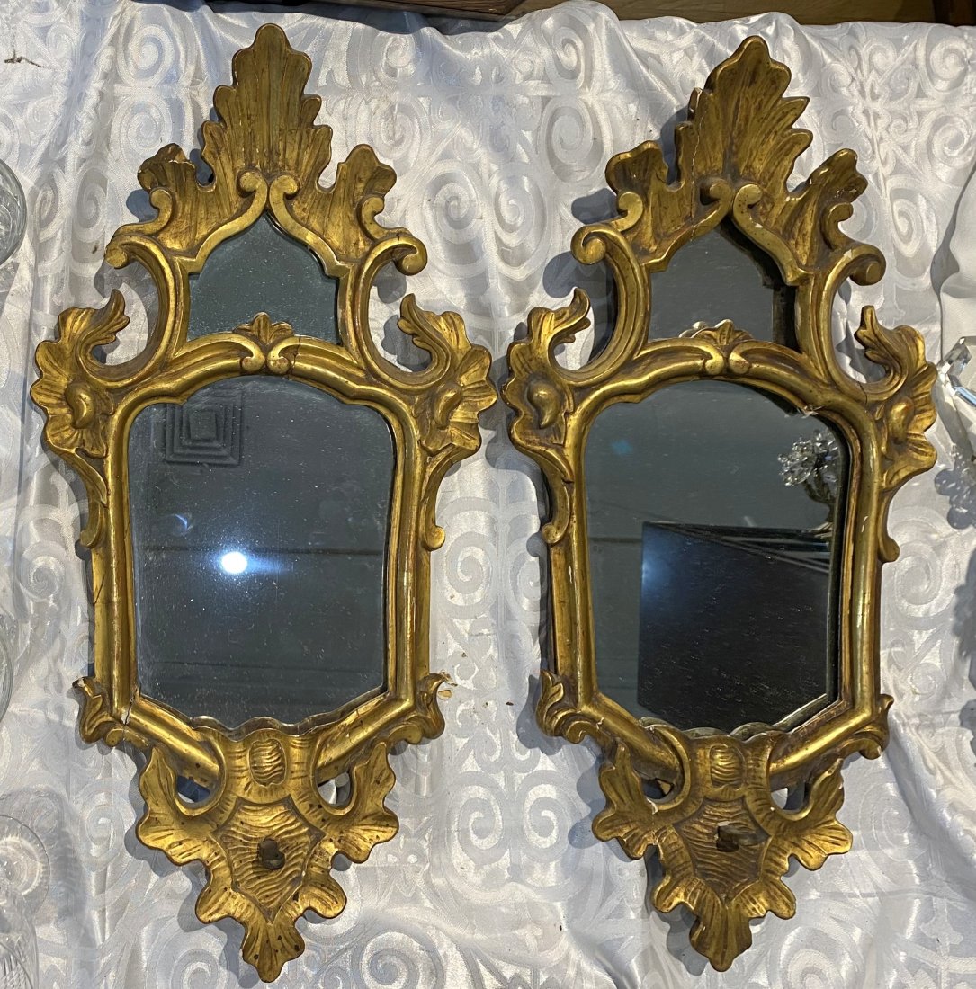 Pair of gilt wood mirrors, 19th century (1 of 14)
