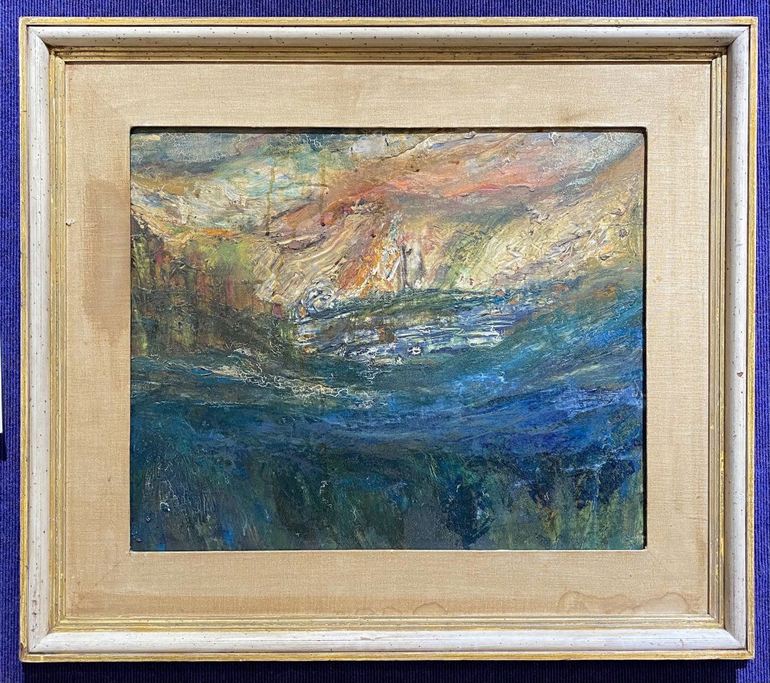 Painting by Estelle Goodman, the Devils Valley: Painting by Estelle Goodman, the Devils Valley. 27.5 inches by 31.5 inches with frame, 18.25 inches by 22 inches without frame Davids notes: Estelle Goodman(American 20th century),exhibited in the Nat
