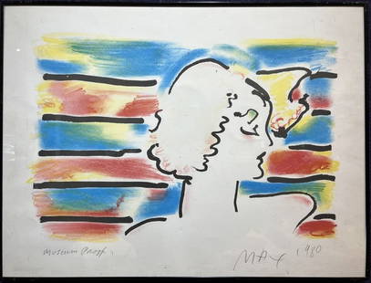 Lithograph by Peter Max, American Woman, d1980: Lithograph by Peter Max, American Woman, d1980 Frame: 27 3/4" x 21" Lithograph: 27" x 20 1/4" Peter Max (Source: Wiki)Peter Max (born Peter Max Finkelstein, October 19, 1937) is a German-American arti