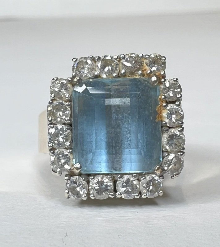 14k aquamarine diamond ring,c.1965 (1 of 6)