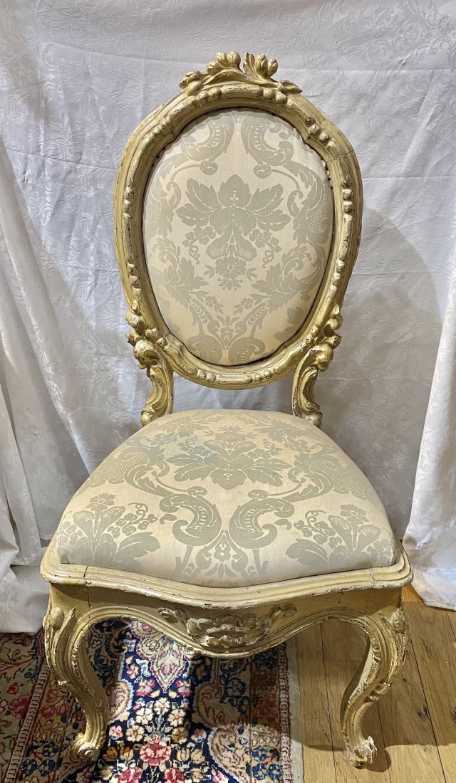 19thc Louis XV style side chair: 19thc Louis XV style side chair H: 38" x W: 19" x D: 17"
