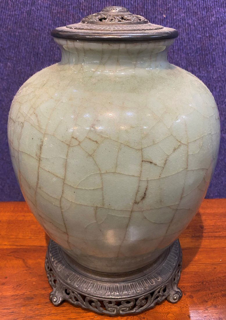 Chinese crackle glaze porcelain lamp,c.1920 (1 of 4)