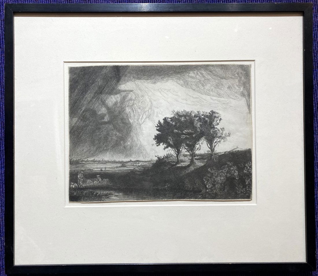 18thc Rembrandt etching, The Three Trees (1 of 11)
