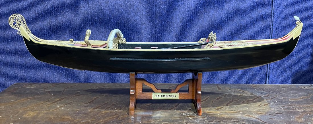 Wood model of Venetian gondola,circa 1965: Wood model of Venetian gondola 24 inches by 8 inches by 5 inches.Circa 1965.