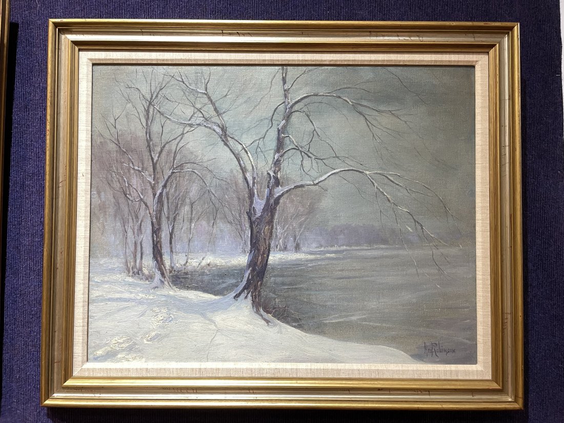 Painting of winter landscape by Hal Robinson c1925 (1 of 8)