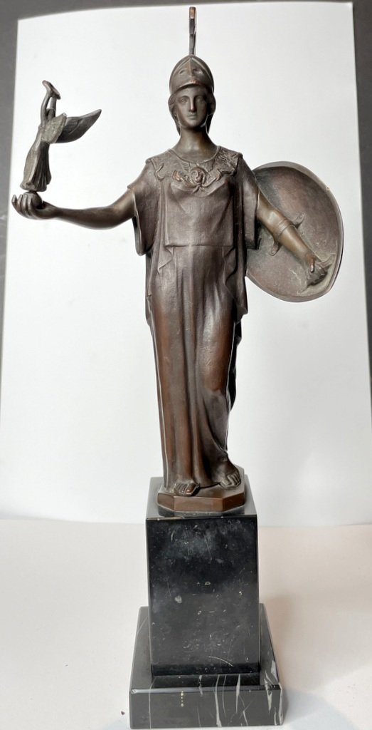 Pallas Athena bronze by Gustav Schmidt-Cassel: Pallas Athena bronze by Gustav Schmidt-Cassel (German 1867-1954) Height: 13.50 inches