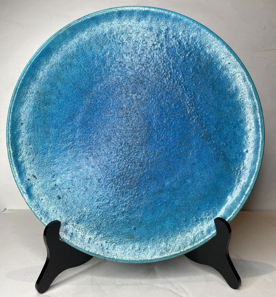 Edmond Lachenal turquoise glaze charger, c1930: Edmond Lachenal turquoise glaze charger, circa 1930Measurements: 14 inches acrossEdmond Lachenal(Wiki):Edmond Lachenal (3 June 1855 to 10 June 1948) was a French potter. He was a key figure in the Fre
