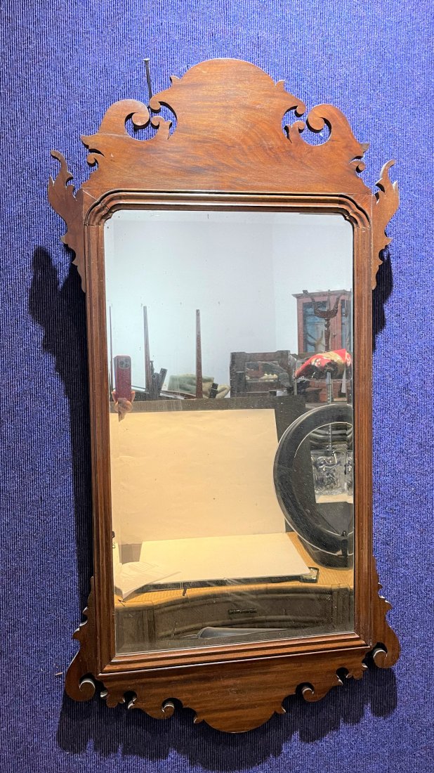 Wall mirror with wood frame, curved corners (1 of 4)