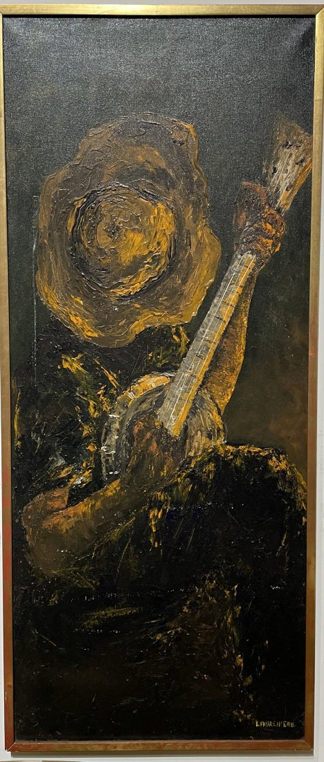 Painting of banjo player by Lyonel Laurenceau (1 of 10)