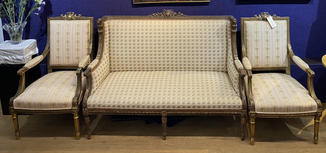 Louis XV three-piece salon set c.1900 (1 of 8)