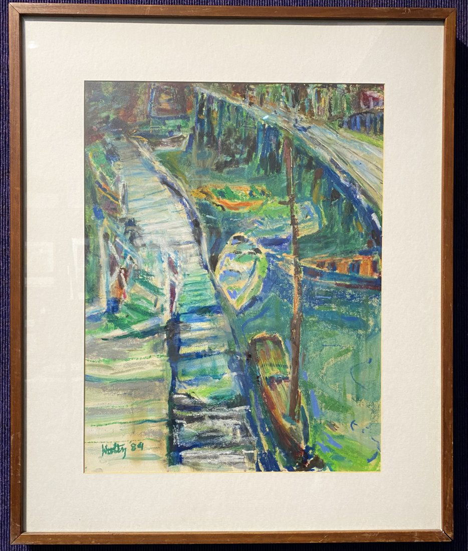 Oil pastel by Paul Holtz, Marine Slip, (Gloucester) (1 of 7)
