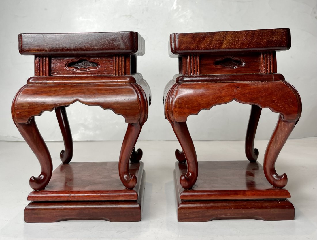 Pair of wood stands in 2 trays: Pair of wood stands in 2 trays 5"W x 5"L x 7"H