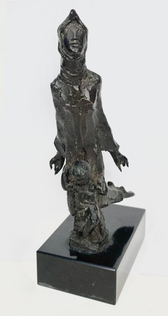 Bronze of mother & child, possibly by Frank Eliscu: Bronze of mother & child, possibly by Frank Eliscu1.75"W x 3"D x 5.75"HFrank EliscuFrank Eliscu (July 13, 1912 - June 19, 1996) was an American sculptor and art teacher who designed and created the He