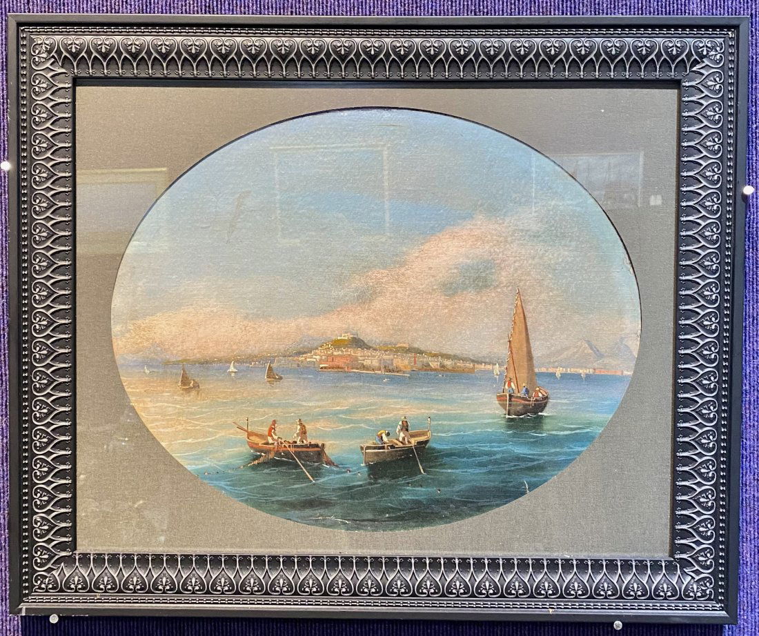 19thc painting of Bay of Naples, Mount Vesuvius (1 of 8)