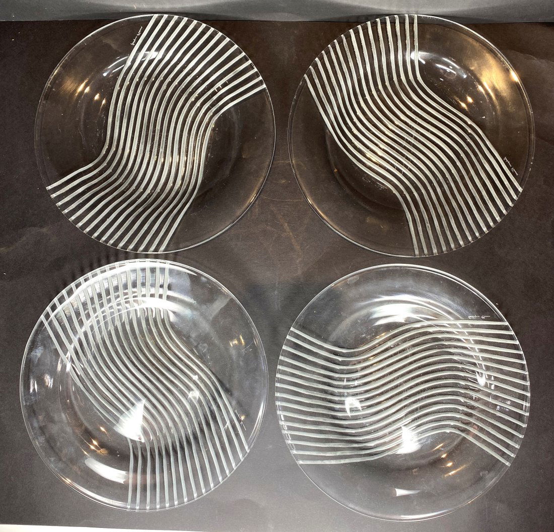 Four cut crystal Lalique dessert plates, c1960 (1 of 4)