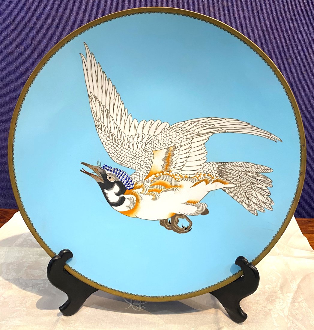 Japanese cloisonne charger, Meiji period: Japanese cloisonne charger, Meiji period Diameter is 17"