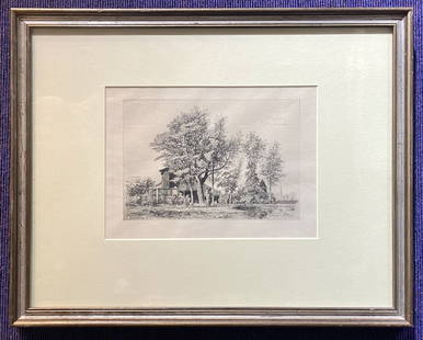 19thc etching of Acacias by Maxime Lalanne: 19thc etching of Acacias by Maxime LalanneEtching (sight to mat): 10.5" x 7.5"Frame: 19.5" x 15.5"Maxime Lalanne(wiki) Francois Antoine Maxime Lalanne (November 27, 1827 - July 29, 1886) was a French