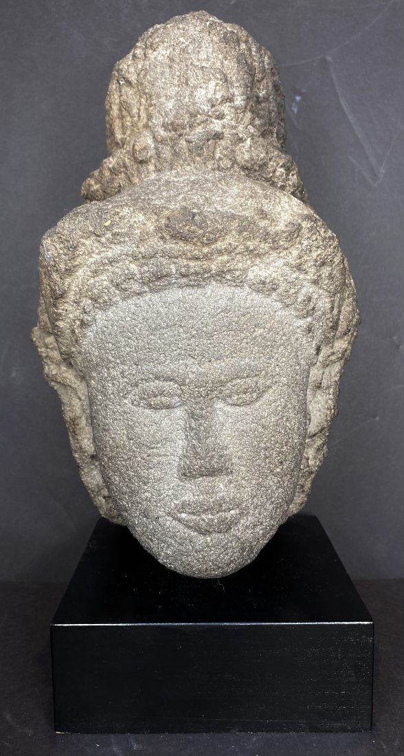 Indonesian lava stone head, possibly 10thc AD (1 of 12)