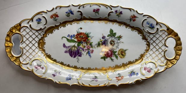 Gerold Bavaria porcelain floral platter, c1950: Gerold Bavaria porcelain floral platter, c1950 16"L x 8"W