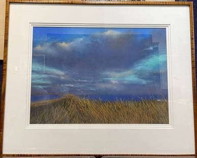 Pastel drawing of beach landscape: Pastel drawing of beach landscape Pastel: 19" x 13 1/4" Frame: 27" x 22"