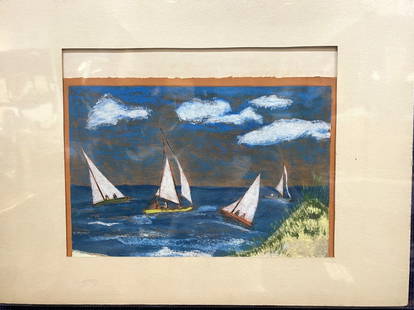 Print by Stella Drabkin, Sailboats, d1947: Print by Stella Drabkin, Sailboats, d1947 Print: 19" x 14" Mat: 12.5" x 9.5"Stella Drabkin(source: jwa.org) Born (Stella) Molly Friedman to Carlaman and Francesca (Seandel) Friedman in New York