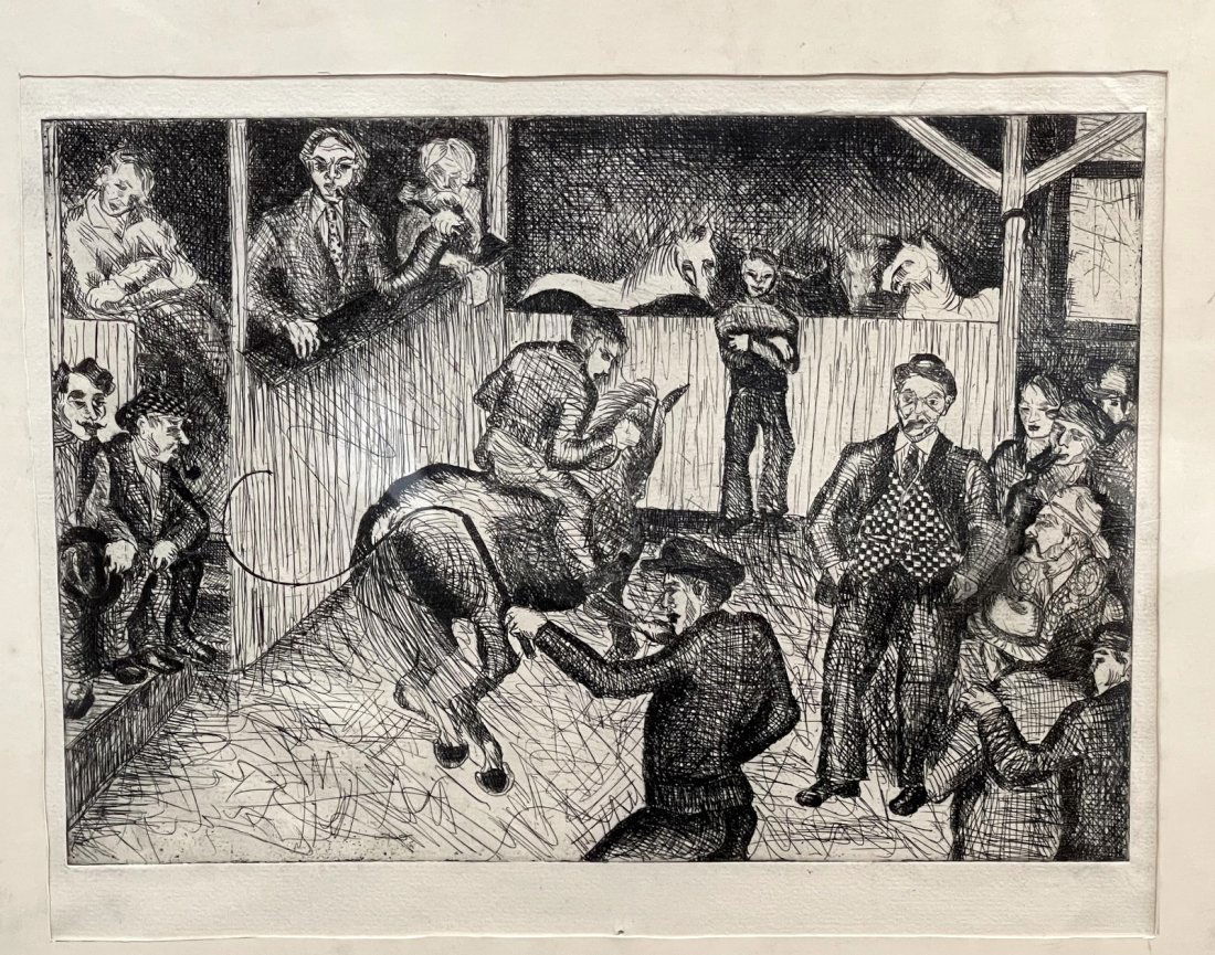 Lithograph of rodeo by Stella Drabkin, c1945 (1 of 6)