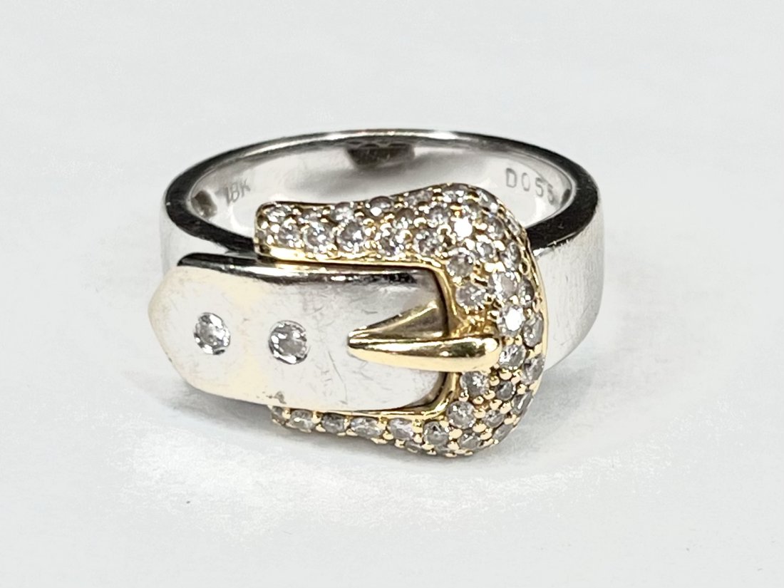 18k white gold, diamond buckle ring, 4.85 dwts (1 of 6)