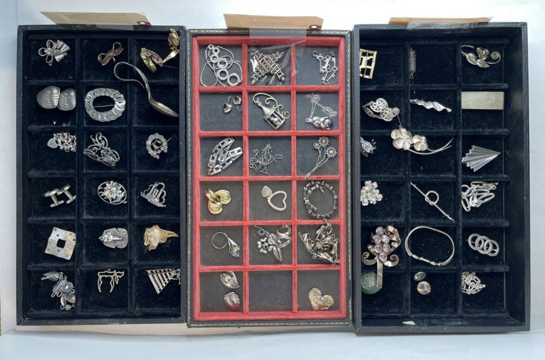 Three trays of silver jewelry, 17.45 ozt (1 of 7)