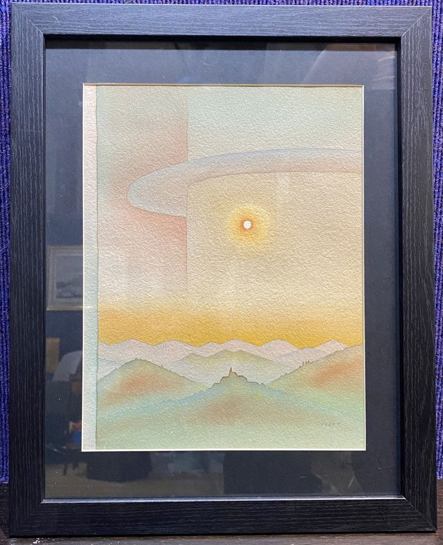 Original watercolor by Jean-Michel Folon, sun and horizon (1 of 13)