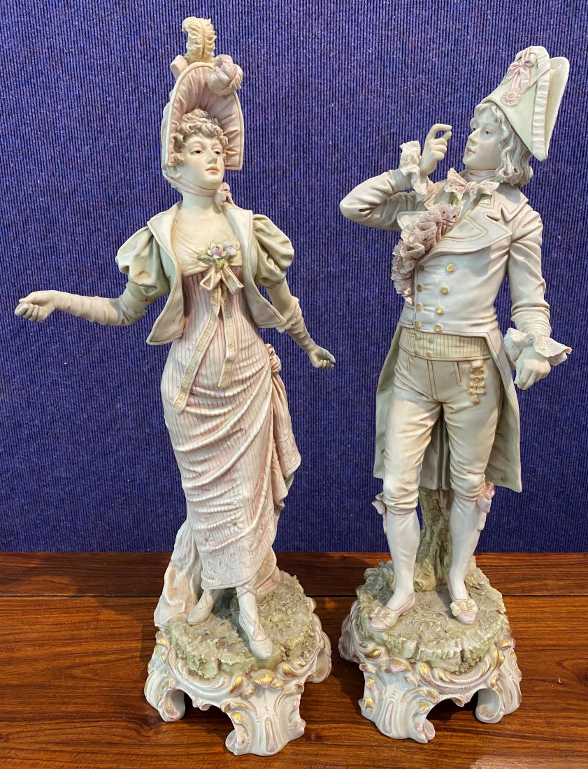 Pair of Royal Dux bisque figures, c1910 (1 of 11)