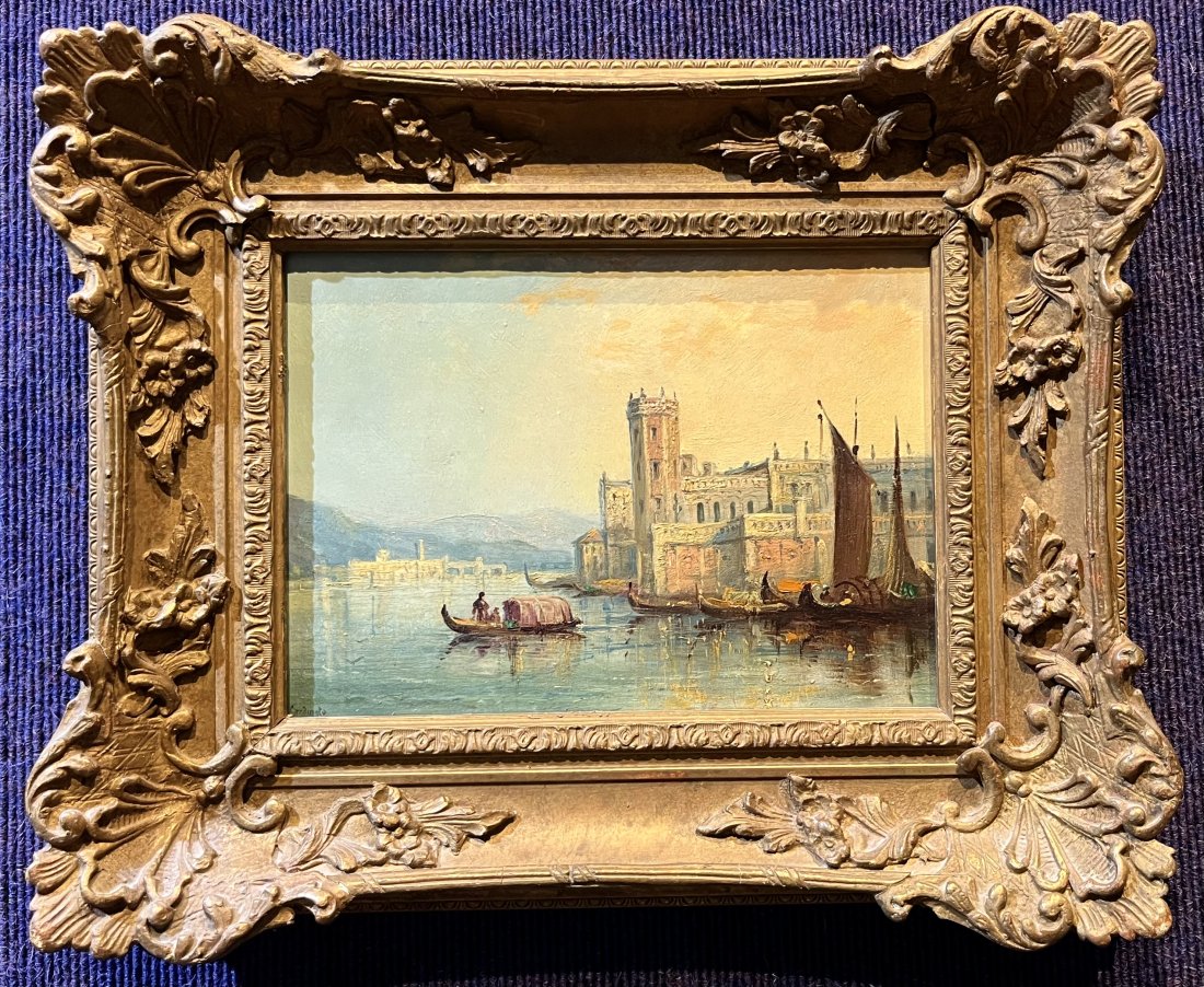 Painting of Mediterranean port by Cardinato, c1900 (1 of 6)