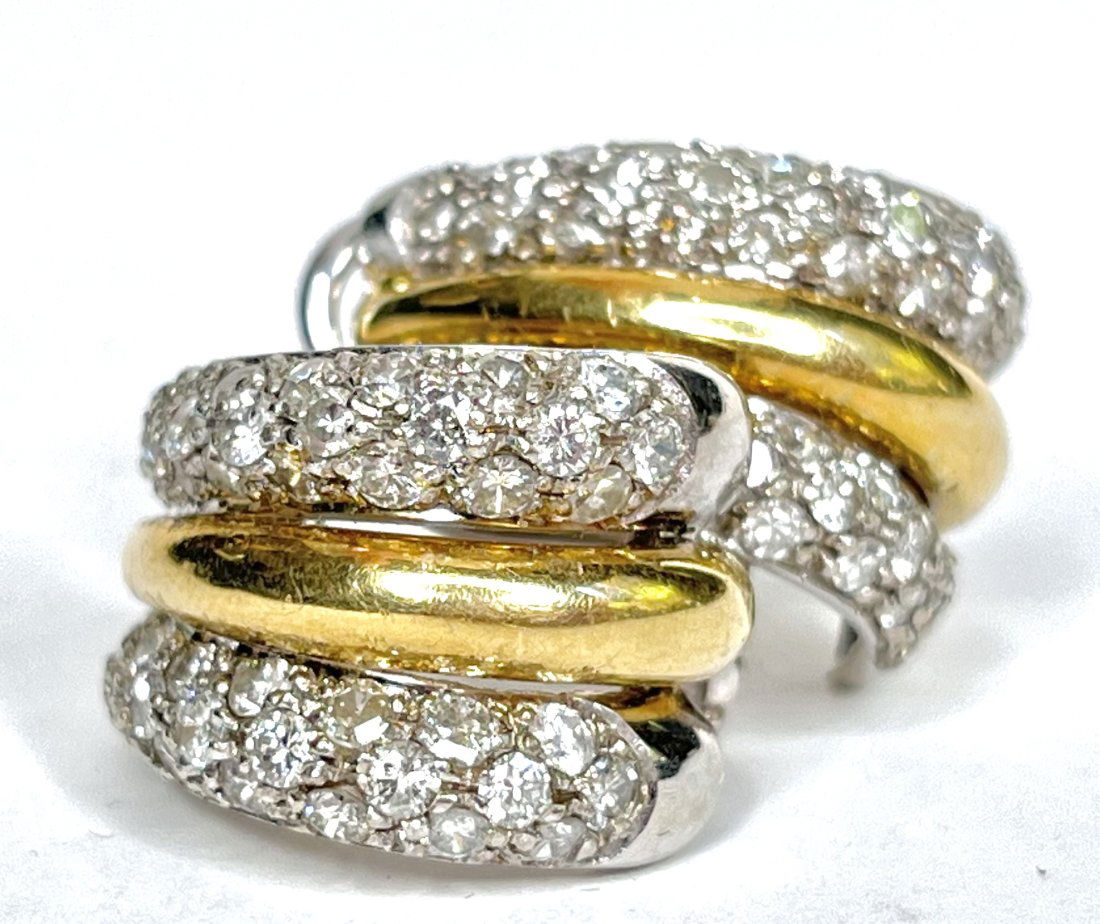 18k two tone diamond earrings, 7.45 dwts (1 of 5)