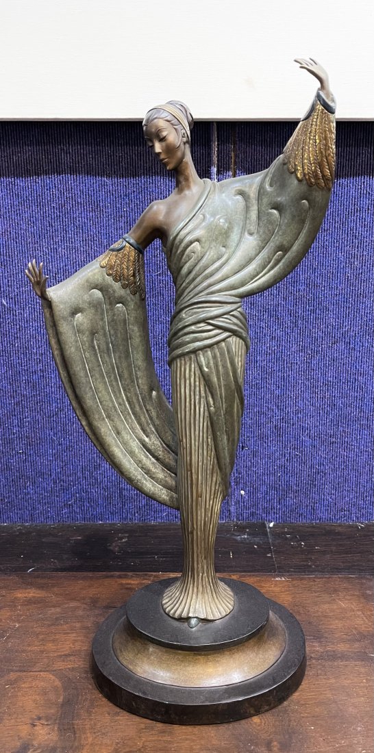 Erte bronze, In the Evening, c1984: Erte bronze, In the Evening, c1984 10"W x 6"D x 19.75"H