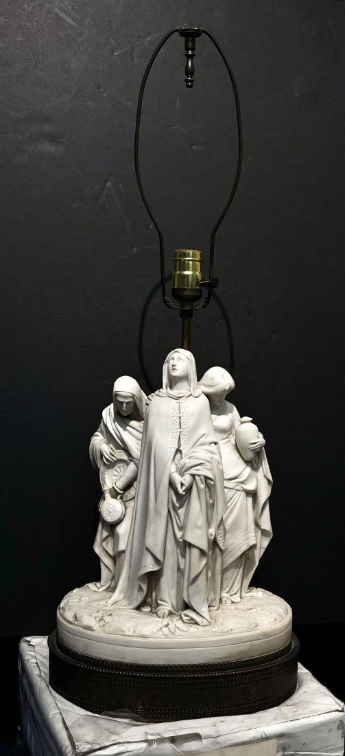 Parian sculpture lamp, travelers, c1960 (1 of 7)