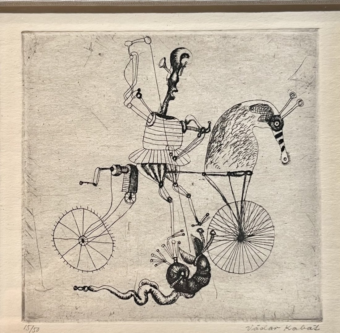 Etching by Vaclav Kabat, c1970: Etching by Vaclav Kabat (Czech, b1932), c1970 Etching (sight to mat)5" x 5" Frame: 12" x 13"