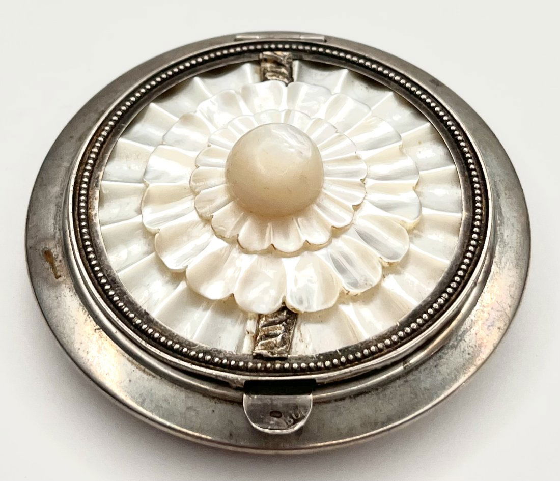 Russian silver & mother-of-pearl compact, c1900 (1 of 9)