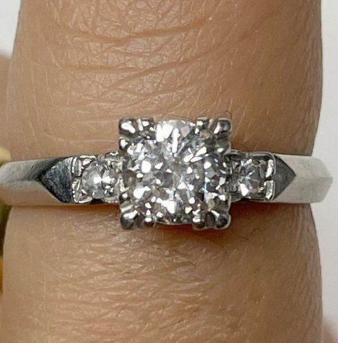 Platinum .50ct (estimated) diamond ring, c1925, 2.6 dwts (1 of 9)