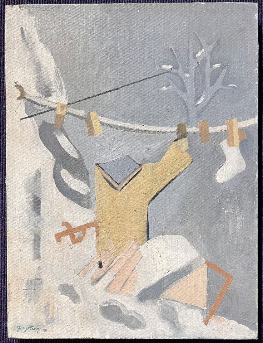 Painting by Inger Grytting, Vinter Klesvask, d1994 (1 of 7)