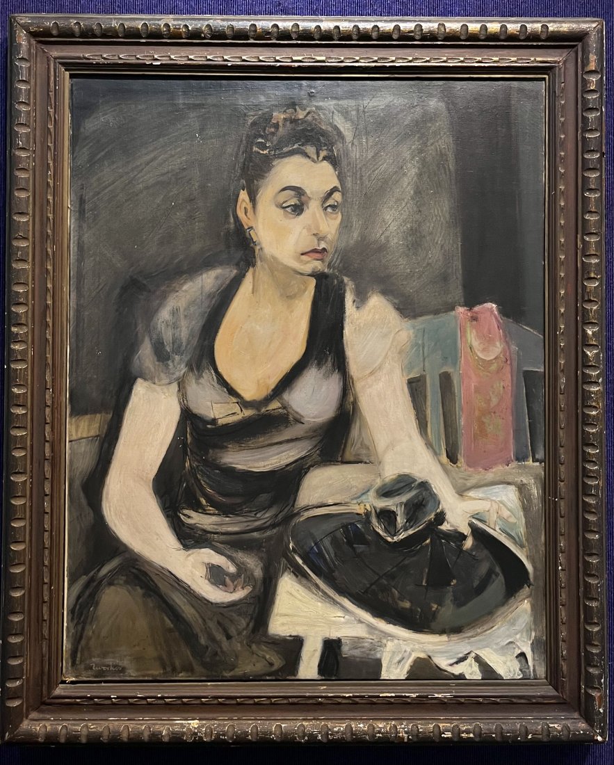 Painting by Jack Tworkov, Seated figure, Christies labels (1 of 12)