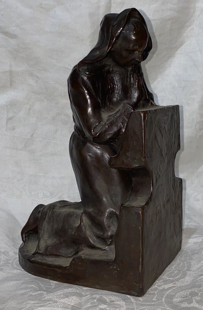 Bronze of praying monk by Louis M. Potter, 1911 (1 of 6)